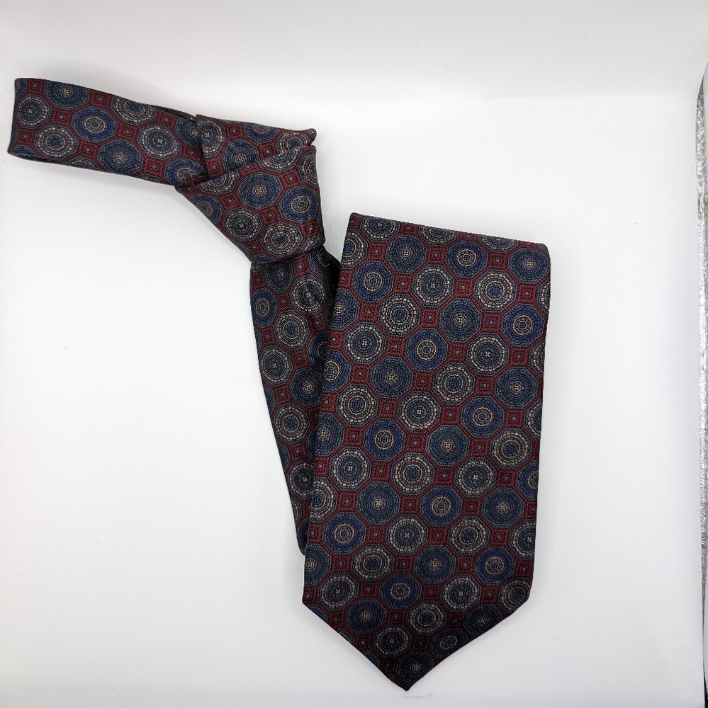 Vintage 90s Jewel Color Harve Bernard 100% Silk Tie
